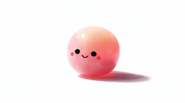 A cheerful and playful cartoon sphere with a smiling face dances joyfully in a vibrant and simple animated setting, capturing the essence of happiness and fun.