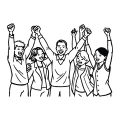 Team success celebration raised hands