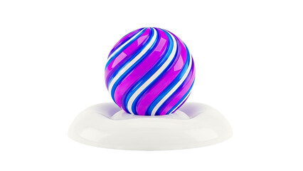 Obraz premium Vibrant Swirl Egg on White Pedestal