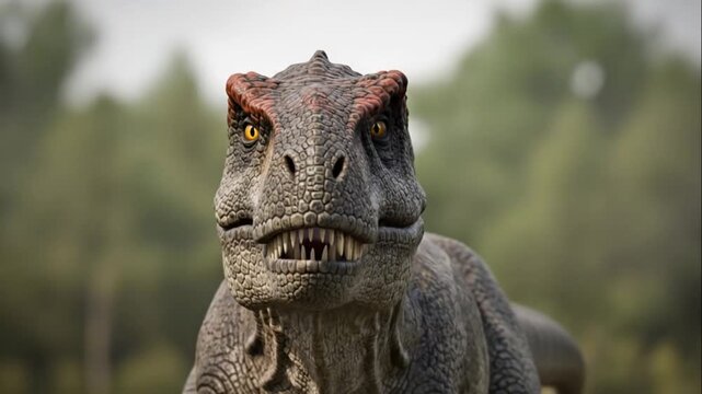 Terrifying Dinosaur Roaring in Jungle Close-up of T-Rex Predator