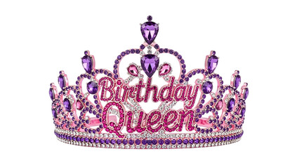Birthday queen tiara with pink and purple jewels