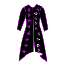 Black dress with purple floral embroidery