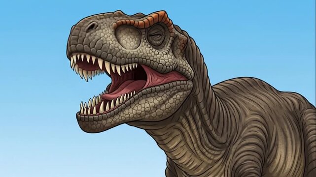 Animated T Rex Roaring Dinosaur Cartoon Illustration Paleontology