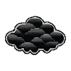 Silhouette of a cloud with retro pixel-art style isolated on a white background