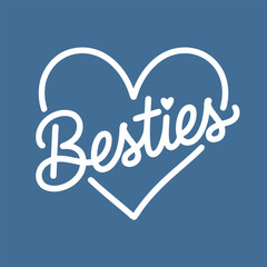 Besties heart-shaped typography design for friendship themes with a check mark accent