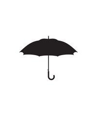Fototapeta premium Open black umbrella with a curved handle, providing protection from rain or sun.