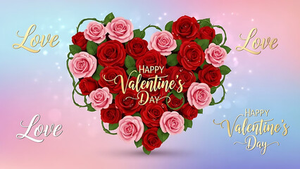 Heart-shaped bouquet of roses for valentine's day