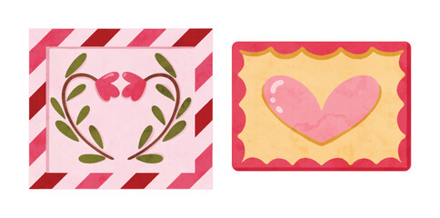 Valentine gift box with hearts, Valentine's Day Stamp