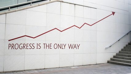 Red Line Graph Showing Business Growth on a White Wall