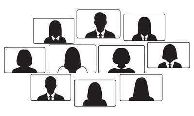 Diverse group of professionals in video conference meeting remotely