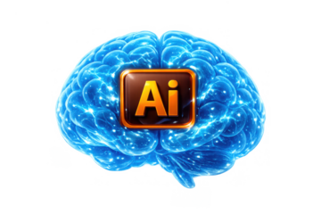 Artificial intelligence brain processing information, glowing neural network and creative digital technology concept