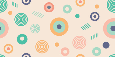 Fototapeta premium Abstract Geometric Pattern with Retro Circles and Minimalist Shapes