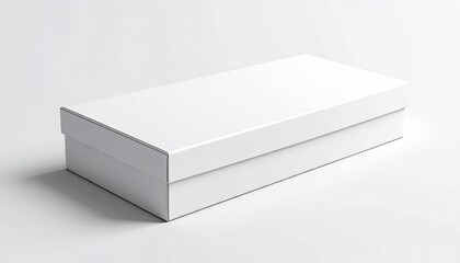 White rectangular box, closed, in studio, on white surface, ready for packaging, isolated shot