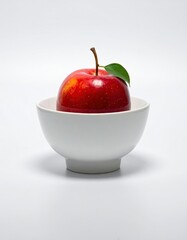and keyword list based on the image

 Red fruit rests in a white bowl, studio photography, isolated on white background
