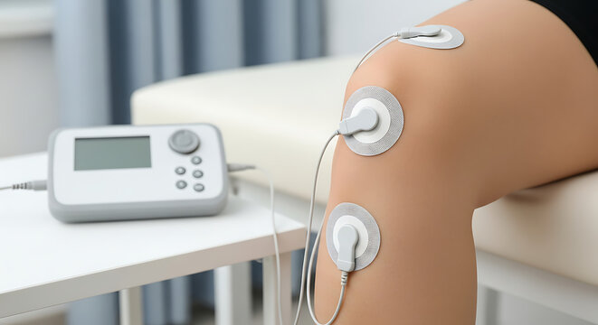 Medical Training Dummy with Electrotherapy Device on White Table in Clinical Setting
