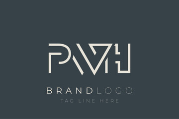 Fototapeta premium PWH abstract letter logo design. Modern Business Logo Design With Abstract Typography and Contemporary Style
