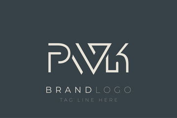 Fototapeta premium PWK abstract letter logo design. Modern Business Logo Design With Abstract Typography and Contemporary Style