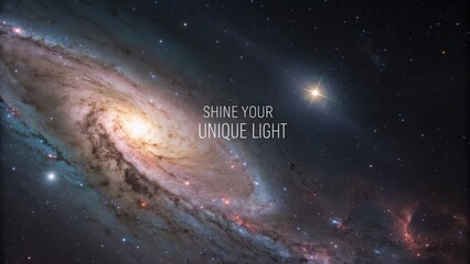 Swirling Galaxy with Stars and Inspiring Message