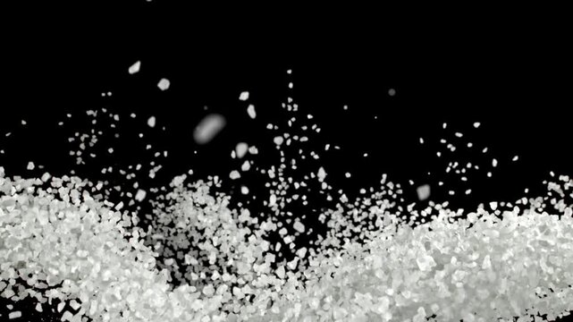 Super slow motion falling sea salt . Filmed on a high-speed camera at 1000 fps. High quality FullHD footage