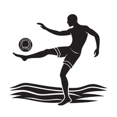 Beach Soccer Powerful Shot Action Silhouette