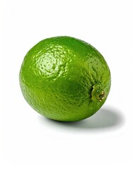 Single whole citrus fruit casting a shadow against a plain white background