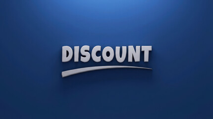 Bold 3D Discount Typography: Modern White Text Blue Background