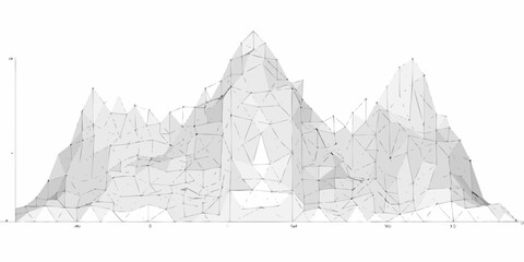 Abstract polygonal mountain range depiction in a minimalist wireframe style © Ramanath
