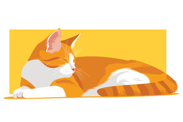 Fototapeta premium cat on bad stock image isolated vector style