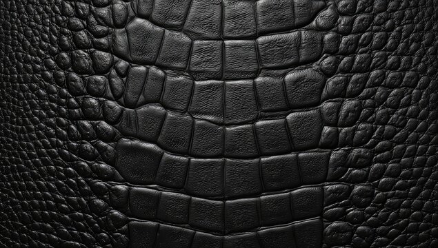 Close-up of glossy, dark reptile scales, textured and patterned, black, surface detail