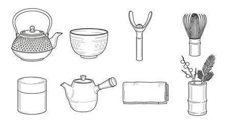 Traditional japanese tea ceremony items