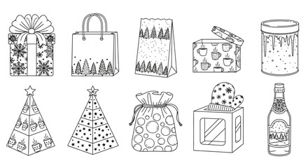 Fototapeta premium Variety of festive gift wrapping and decorations