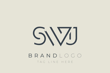 SWJ abstract letter logo design. Modern Business Logo Design With Abstract Typography and Contemporary Style