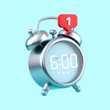 Digital alarm clock displaying six o'clock