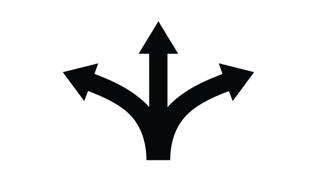 Three directional arrows pointing upwards a simple black silhouette