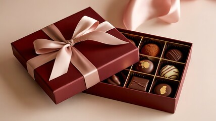Elegant chocolate box with assorted sweets
