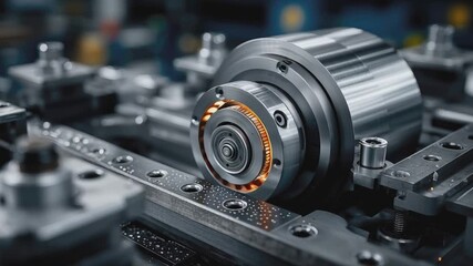 Engineering Marvel in Precision: A detailed view of a complex machine component, showcasing intricate metallic mechanisms and the essence of precision manufacturing.