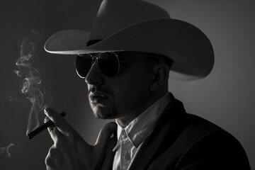 portrait of a man with cigar. Man cigar. Smoke. Lifestyle. Photo. People. Dream. Luxury