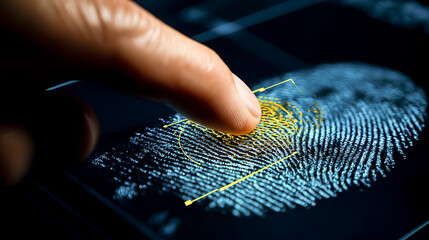 person scanning fingerprint for biometric access