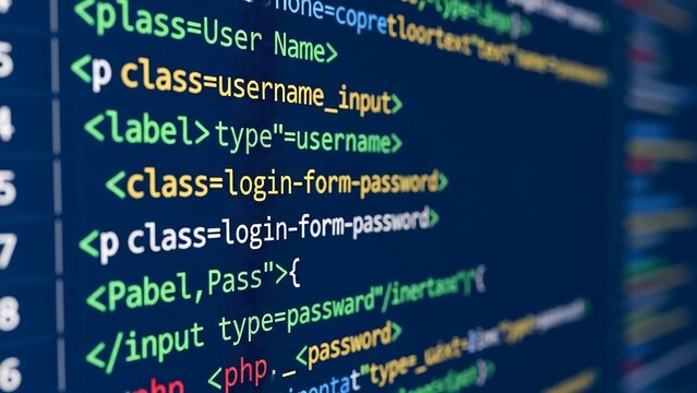 Code, HTML, php web programming source code. Abstract code background - 3d rendering