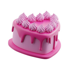 Pink Heart Cake 3d illustration