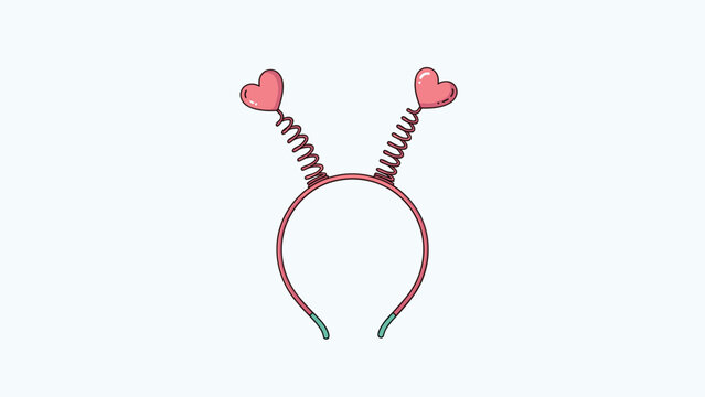 Pink headband accessory featuring two heart shaped boppers on metal springs for party celebrations or a cute Valentine's Day.