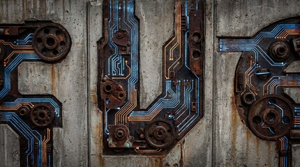 Rusted circuit board piece isolated on white background