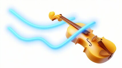 A Visually Captivating Representation of a Violin with Wave Motion, Exemplifying the Harmony of Music and Art Through Colorful Visual Dynamics and Excellent Design Elements.