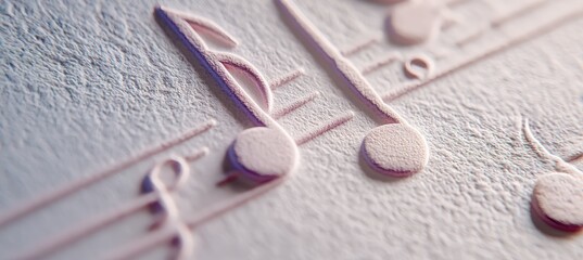 Embossed Note Relief with Soft Gradient and Minimal Barline Pattern