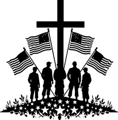 Fallen Heroes Memorial Cross Silhouette