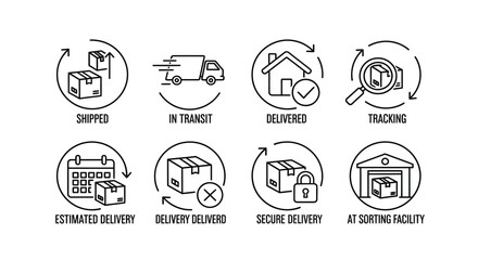 Package delivery status icons