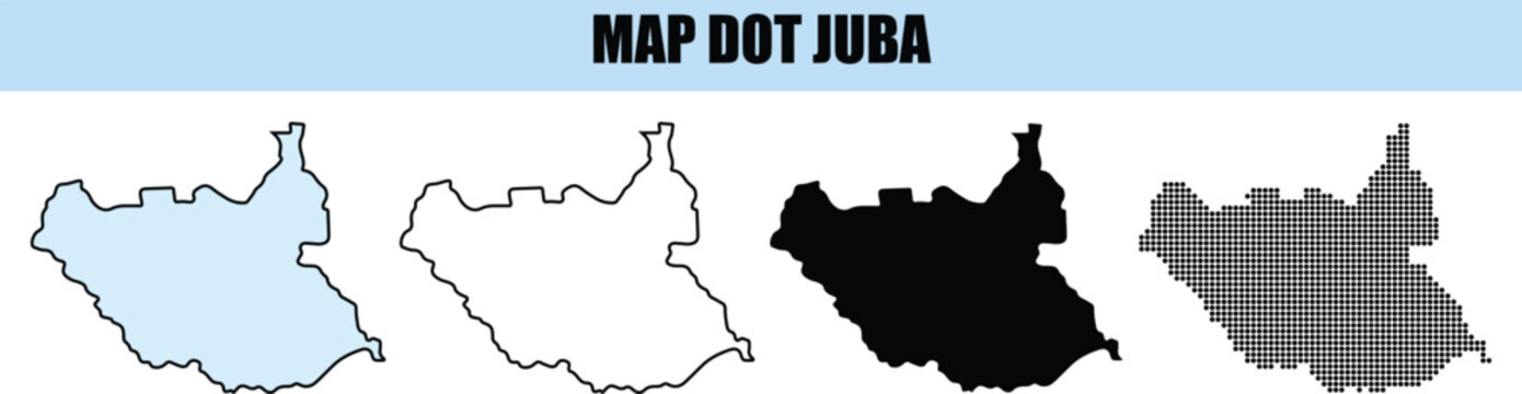 Map of Juba City Outline in Various Colors by illustration
