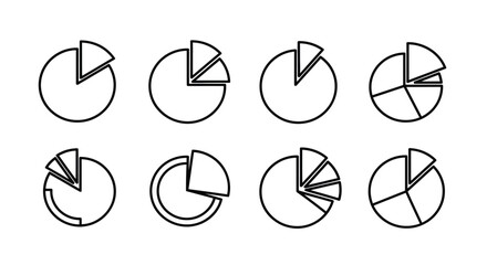 Set of various pie charts