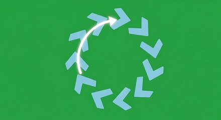Circular Arrow Pattern on Green Background - Cycle, Rotation, and Directional Flow.