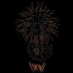 Firework Vector with black background.